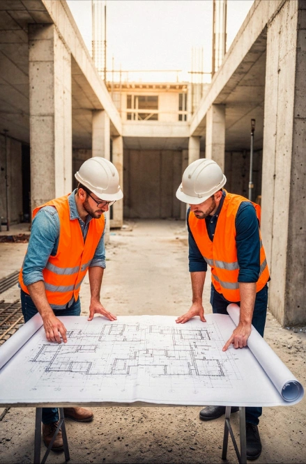 Los Angeles residential construction professionals reviewing project plans